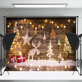 Lofaris Gemütlich Holz Wand Handgefertigt Ren Weihnachten Hintergrund